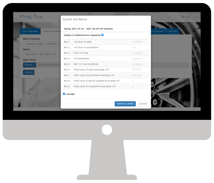 Screenshot of the Easy to use Magic Tax  Dashboard